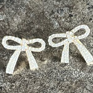 Elegant Yellow Gold Pave Kate Bow Earrings